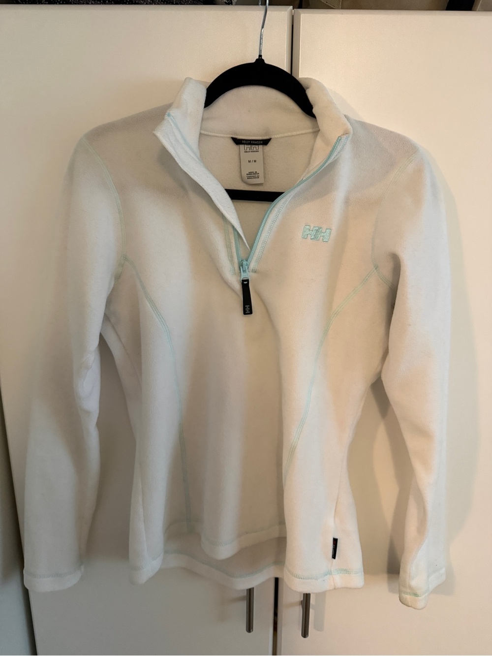 Helly Hansen Women’s White Half-Zip Fleece Sweater with Mint Accents